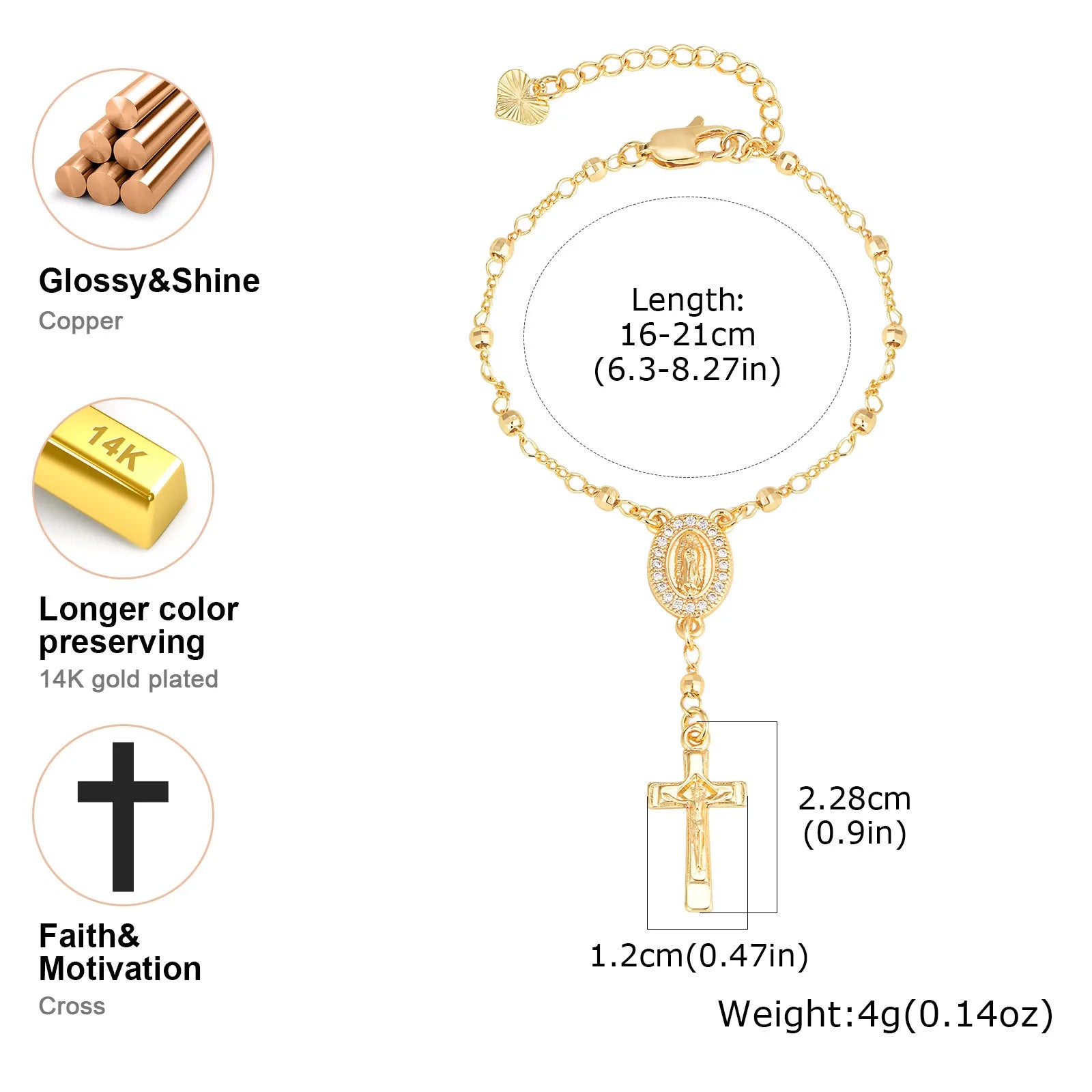 Rosary Cross Bracelet