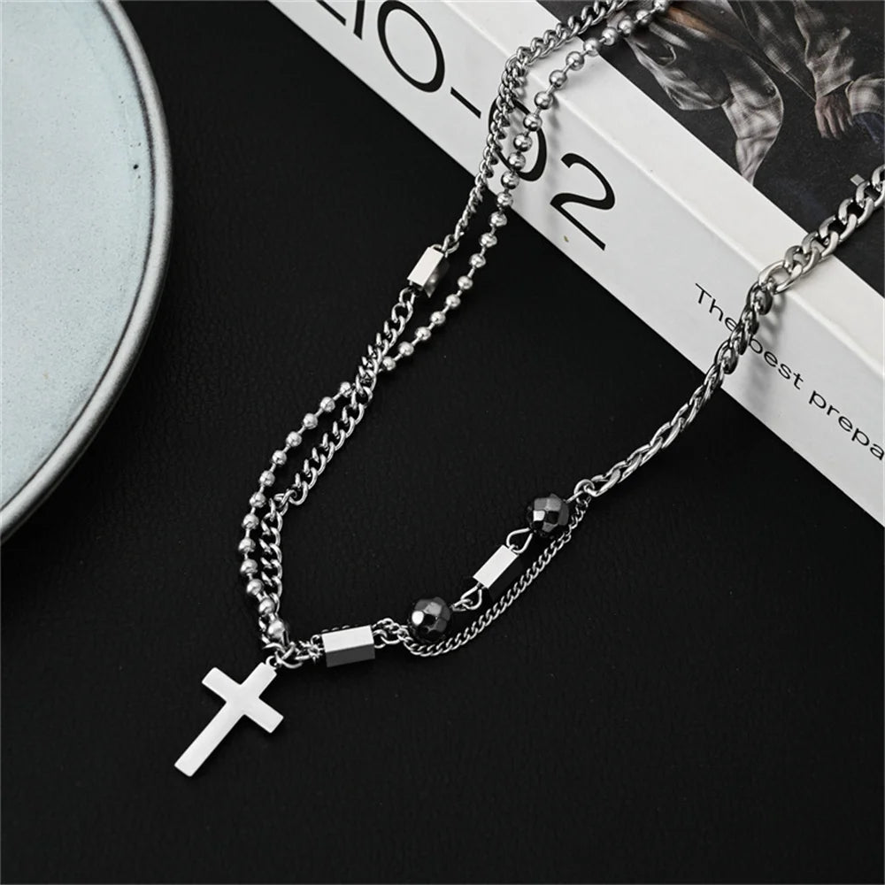 Double Layer Cross Necklace