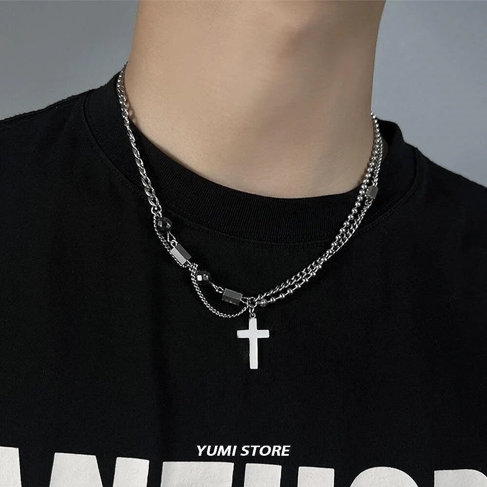 Double Layer Cross Necklace