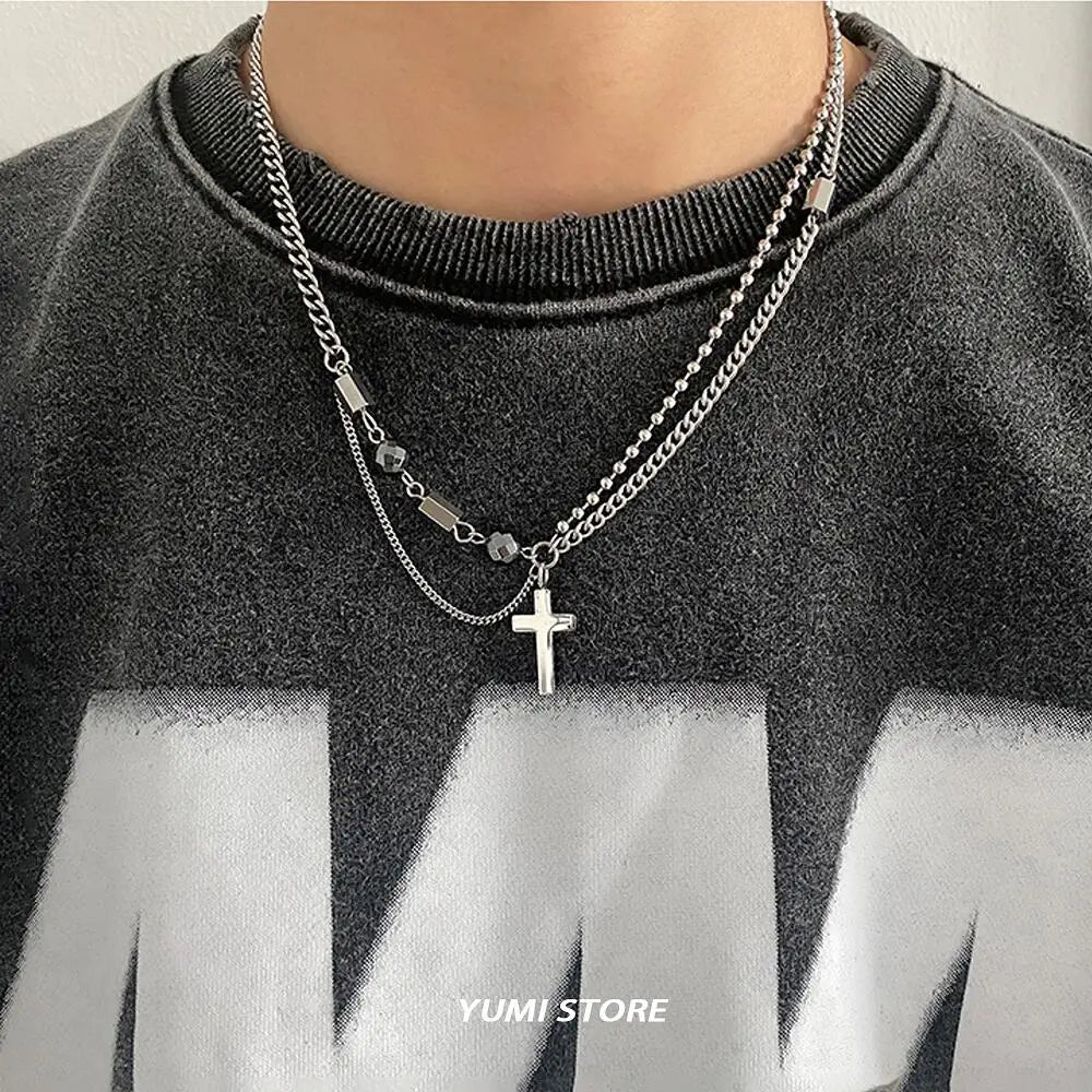 Double Layer Cross Necklace